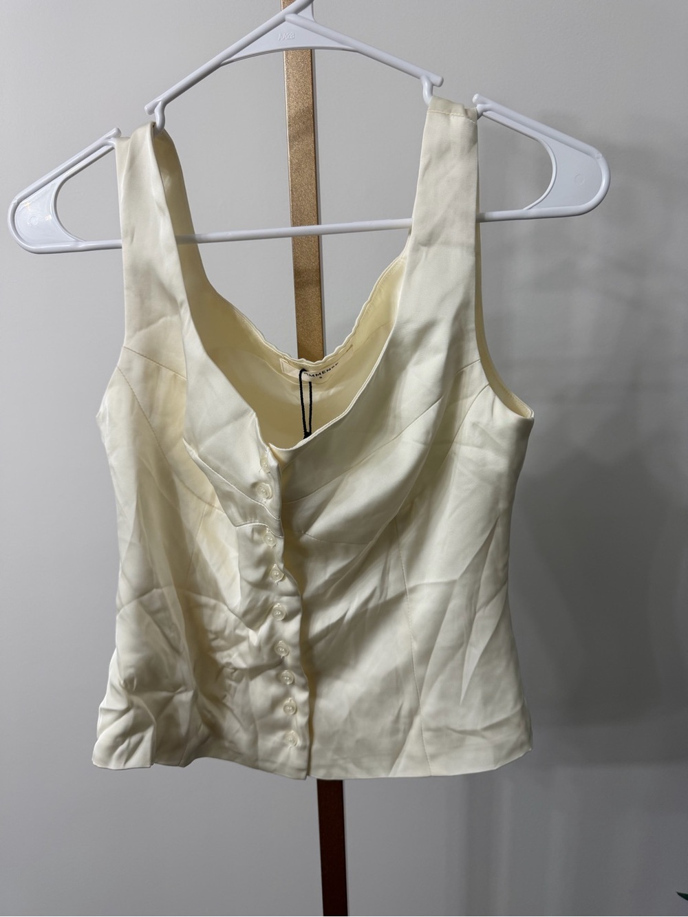 Commense Cream Satin Button-Front Camisole